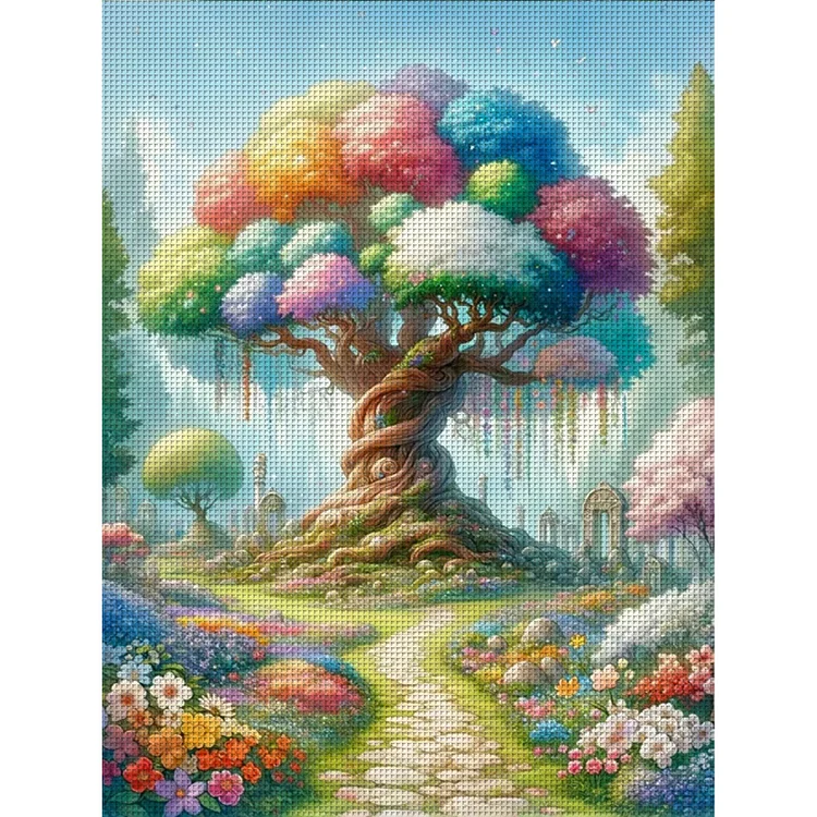 【Huacan Brand】Colorful Tree 14CT Stamped Cross Stitch 45*60CM