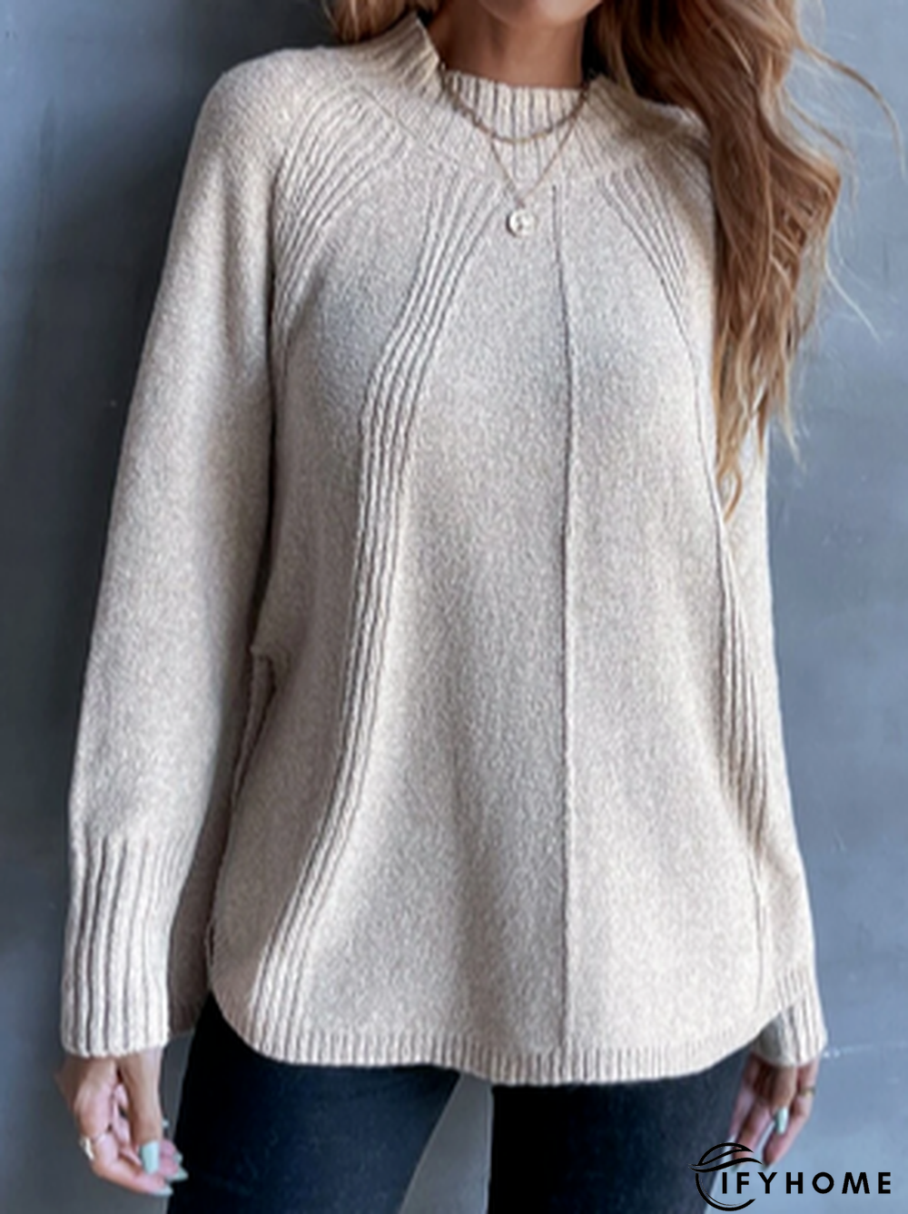 Plain Wool/Knitting Crew Neck Casual Sweater | IFYHOME