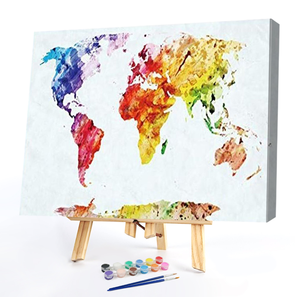

50*40CM - Paint By Numbers - World Map, 501 Original