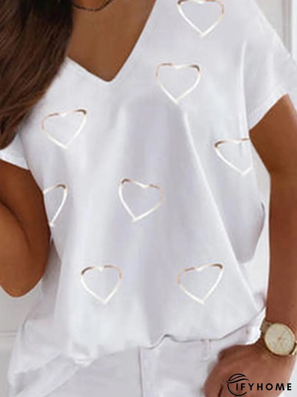 Love Pattern Casual Color Block Shirts & Tops | IFYHOME