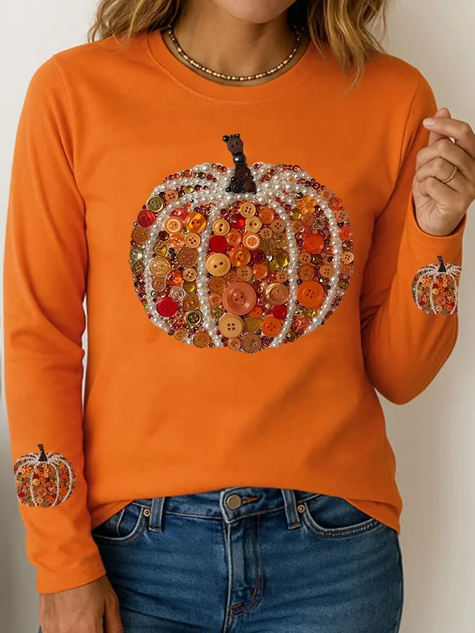 Women's Pumpkin Printed Casual T-shirt 