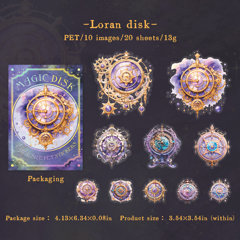 Journalsay 20 Sheets Magic Disk Series Vintage Astrolabe Landscaping PET Sticker