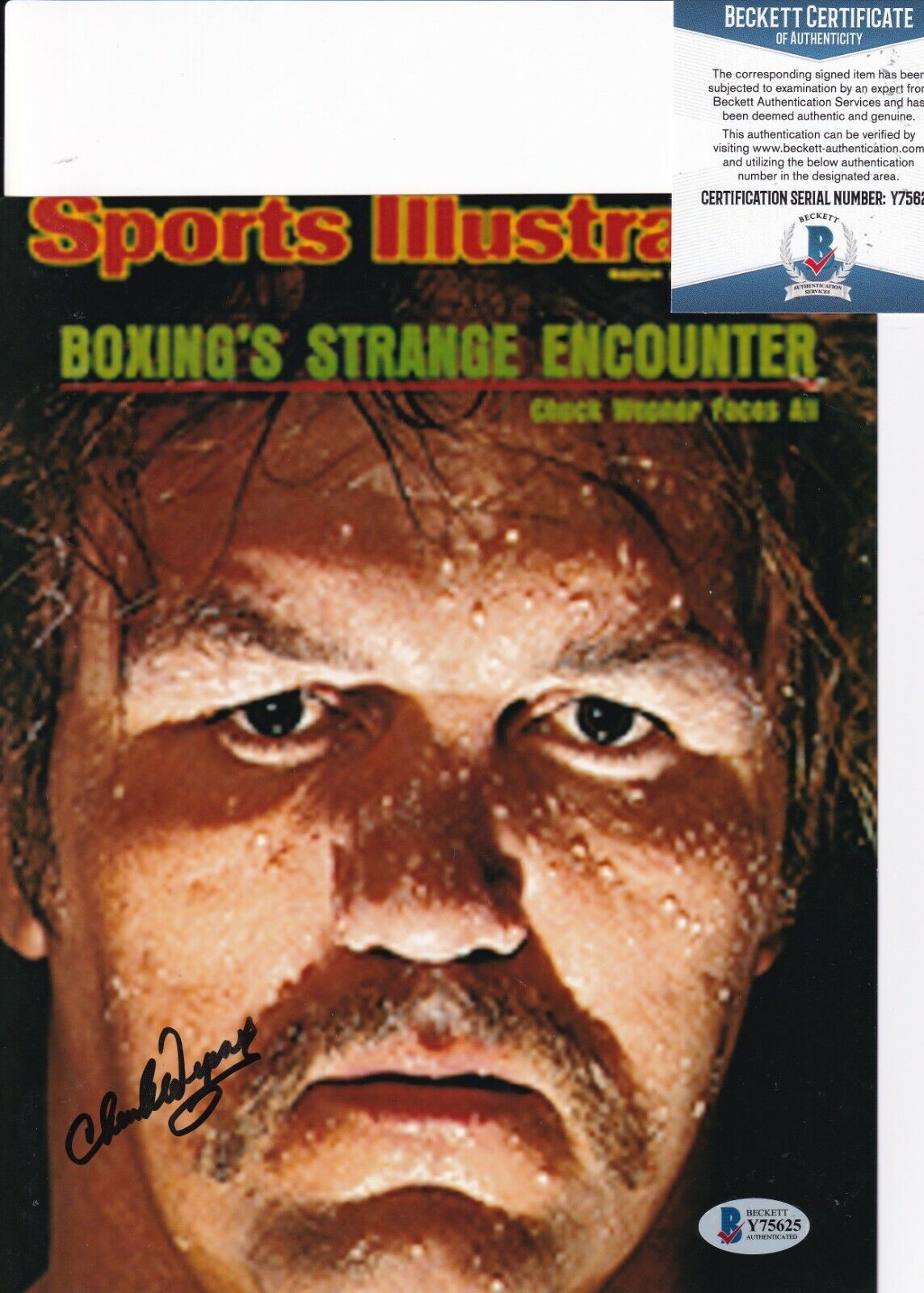 CHUCK WEPNER signed (BOXING) Heavyweight Champion 8X10 Photo Poster painting BECKETT BAS Y75625