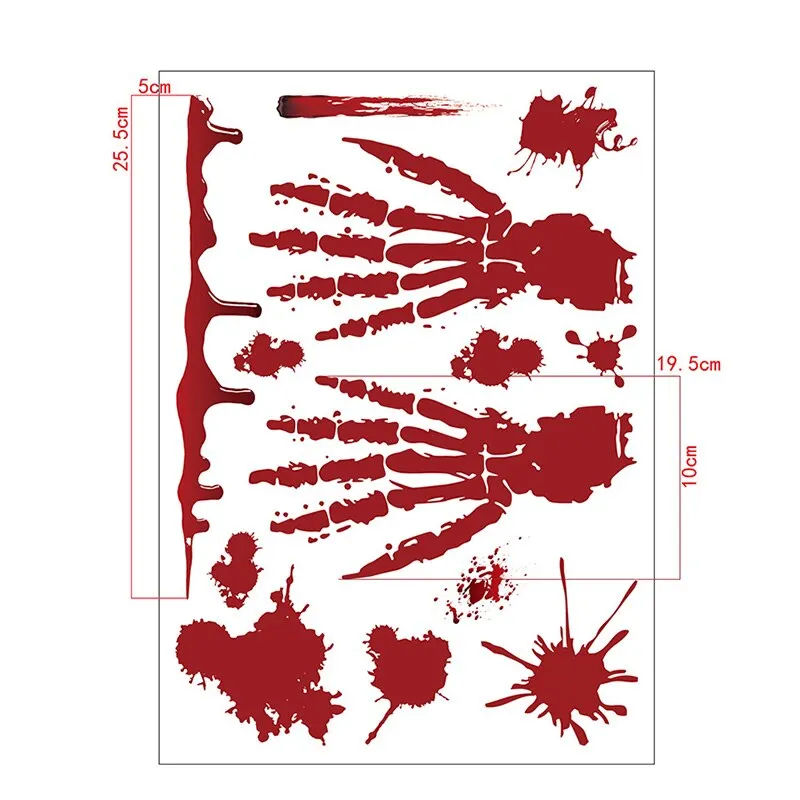 Horrible Halloween Bloody Handprint stickers Wall Window Door Home Decal Stickers Halloween Party Decoration Haunted House Prop