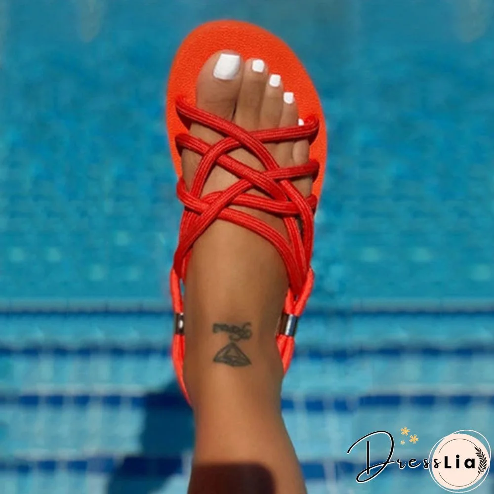 Fashion Rope Summer Shoes Boho Beach Sandals Women Flats Sandals Slides Flat Sandals