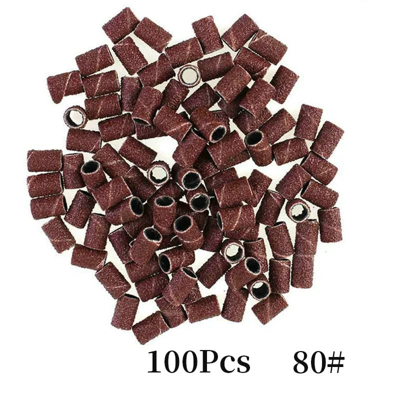 100pcs Electric Drill Sand Brands for Grinding Removal Refillable Nail Art Sand Cutter for Manicure Pedicure Ring Bits
