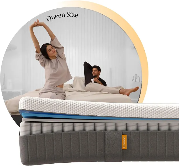Emma Colch&oacute;n Hybrid Lite Matrimonial 135x190cm &ndash; Memory Foam & Resortes I Espuma Transpirable y Adaptable I Colchones en Caja I Alivio Dolor de Espalda I 100 Noches de Prueba I 10 A&ntilde;os de Garant&iacute;a
