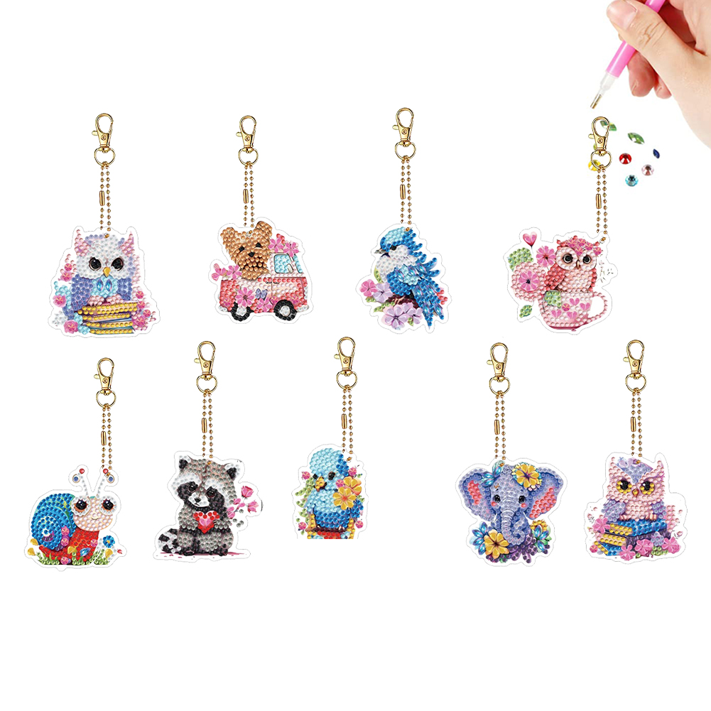 Double Sided Special Shape Animals Diamond Painting Keychain for Beginners