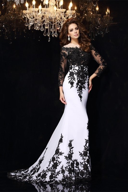 Bellasprom Mermaid Prom Dress Appliques Off-the-Shoulder Long Sleeves