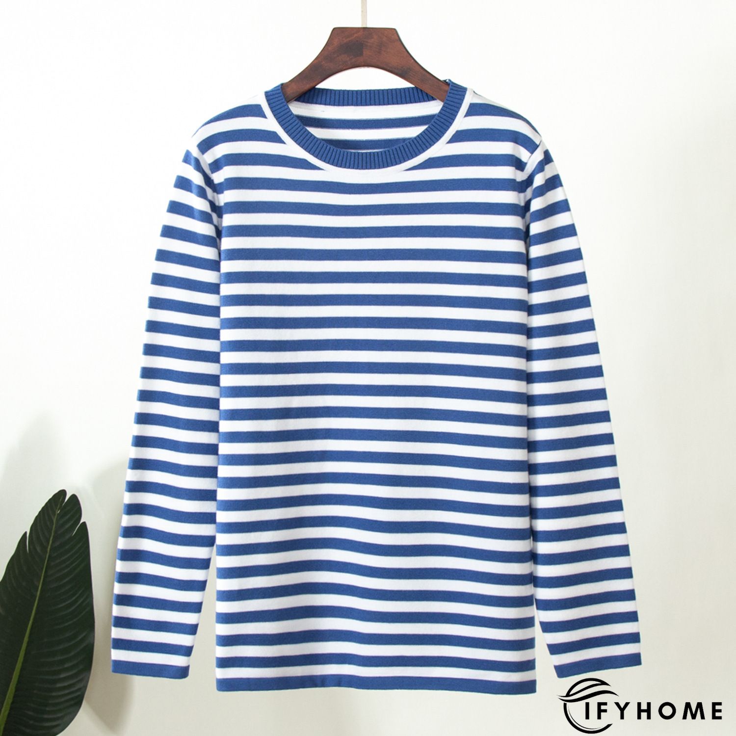 Casual Vintage Crew Neck Knitted Striped shirt & Top | IFYHOME