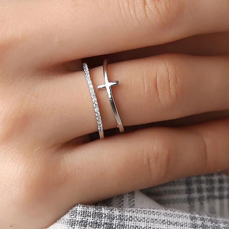 Tinyname® Cross Duo Ring Exquisite Ring