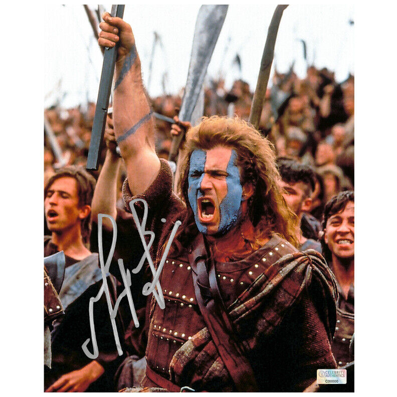 Mel Gibson Autographed 1995 Braveheart William Wallace Battle 8x10 Photo Poster painting