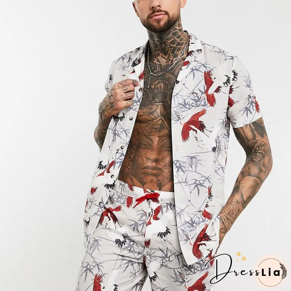 Mens Fashion Casual Printing Suit