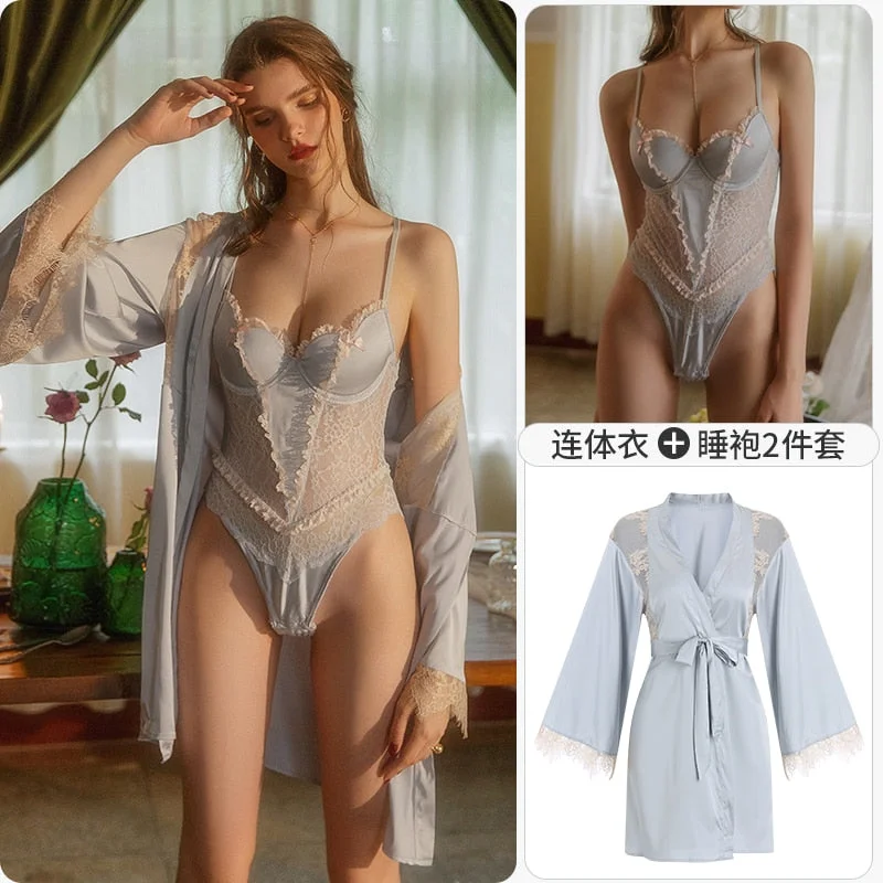 2021 Winter Sexy Pajama Onesie Women Lace Beauty Back Hot Jumpsuit Bodycon Bodysuit Fashion Casual Body Tops Female