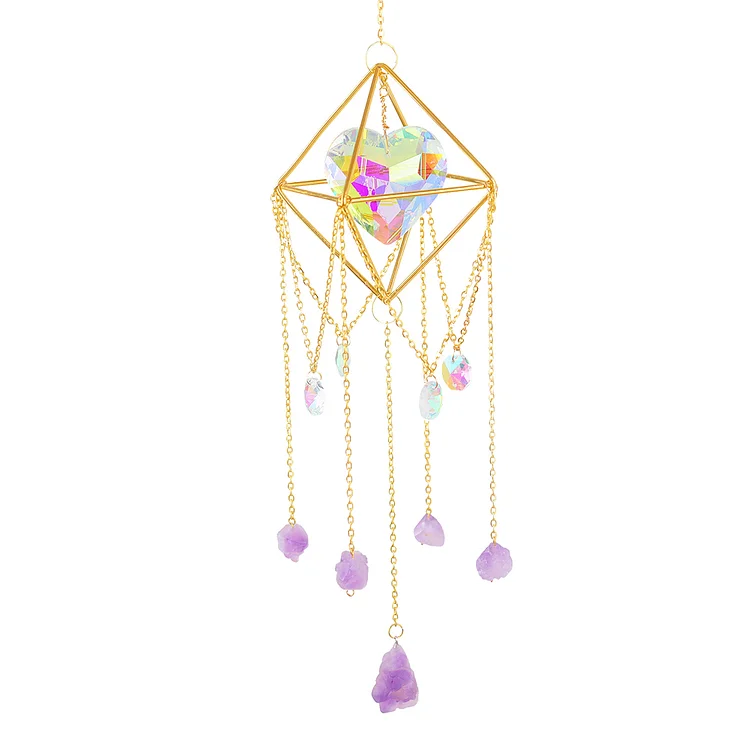 Love Heart Crystal Wind Chimes Ornaments Light Catcher Window Garden Decor gbfke