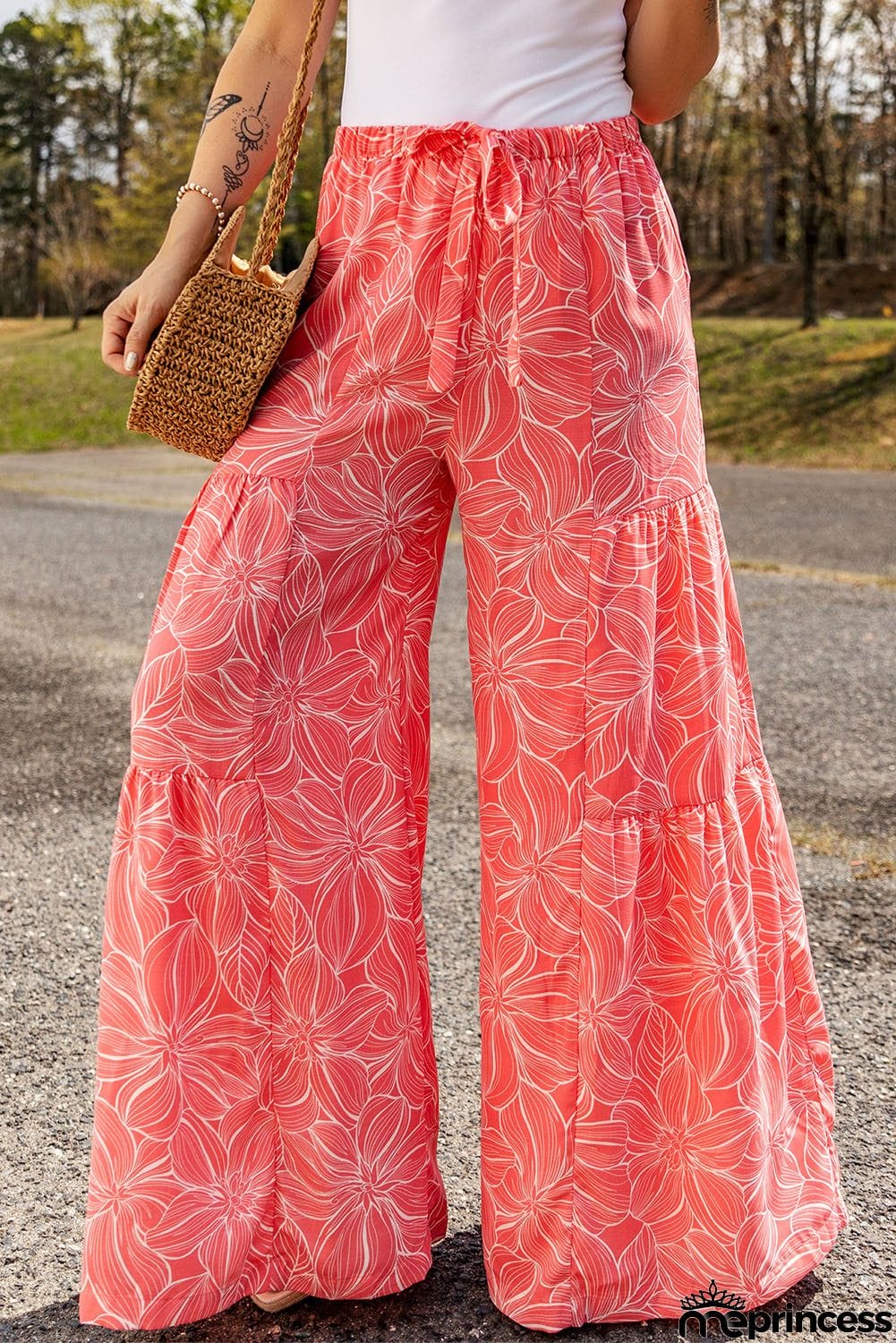Floral Tiered Wide Leg Pants