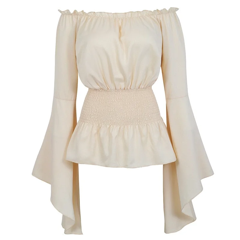 Blouse Women Long Sleeve Renaissance Medieval Chemise Victorian Pirate Gothic Retro Peasant Wench Off Shoulder Shirt Top Costume