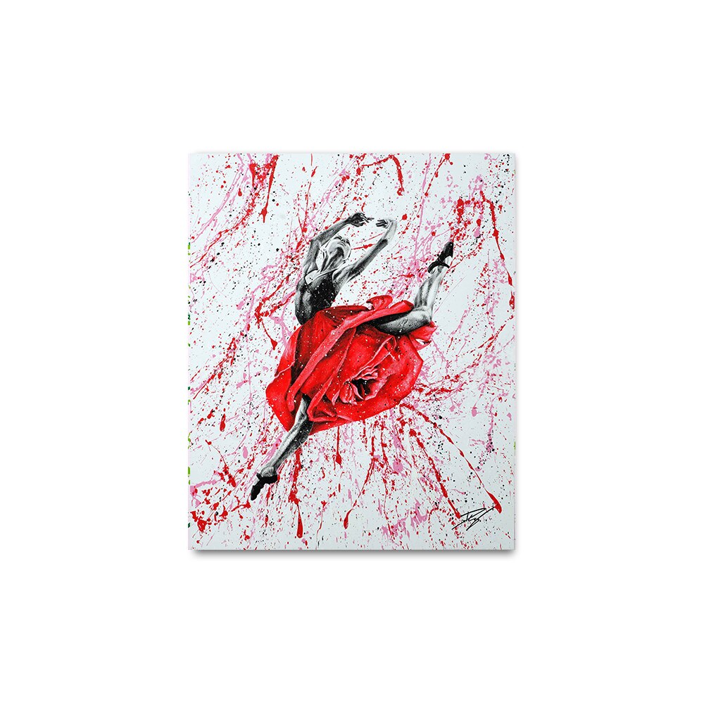 Abstract Red Dress Ballerina Girl Canvas Painting Figure Poster and Prints Wall Art Pictures for Living Room Home Decor No Frame