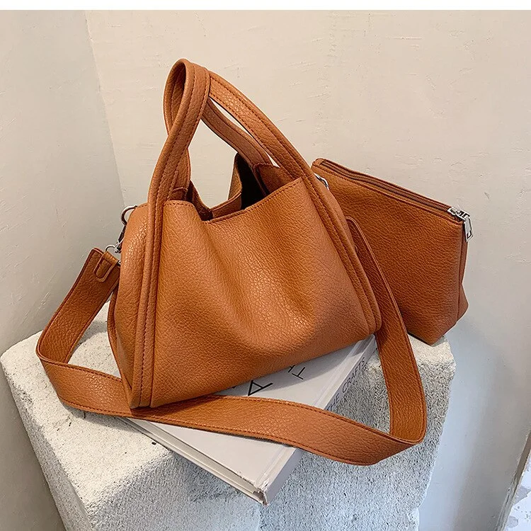 Mongw Soft Pu Leather Handbag Crossbody Shoulder Bags for Women New Small Bucket Tote Female Handbags Travel Shopper Bag Totes