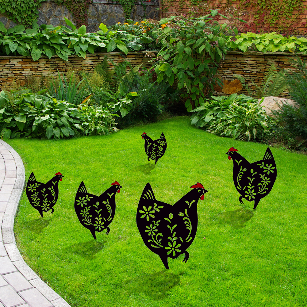 

Hollow Chicken Insert Card Garden Art Acrylic Lifelike Rooster Silhouette, 501 Original
