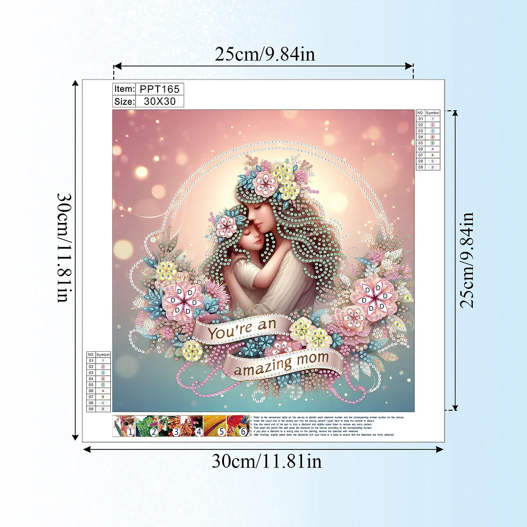 Diamond Painting - Partial Special Shaped Drill - Mother Daughter Hug(Canvas|30x30cm)