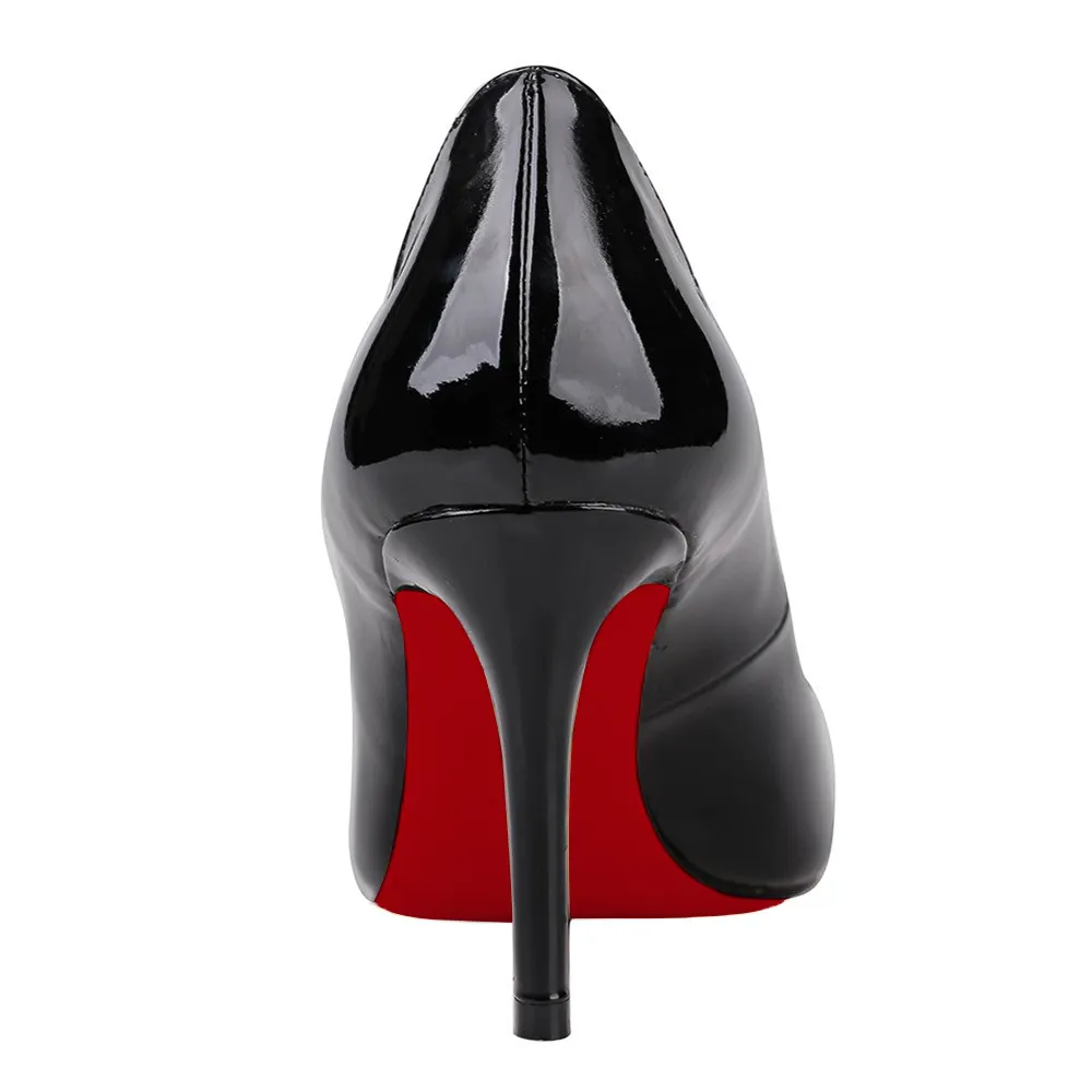 90mm Women's Kitten Heeled Party Red Bottom Pumps Patent/Suede-vocosishoes