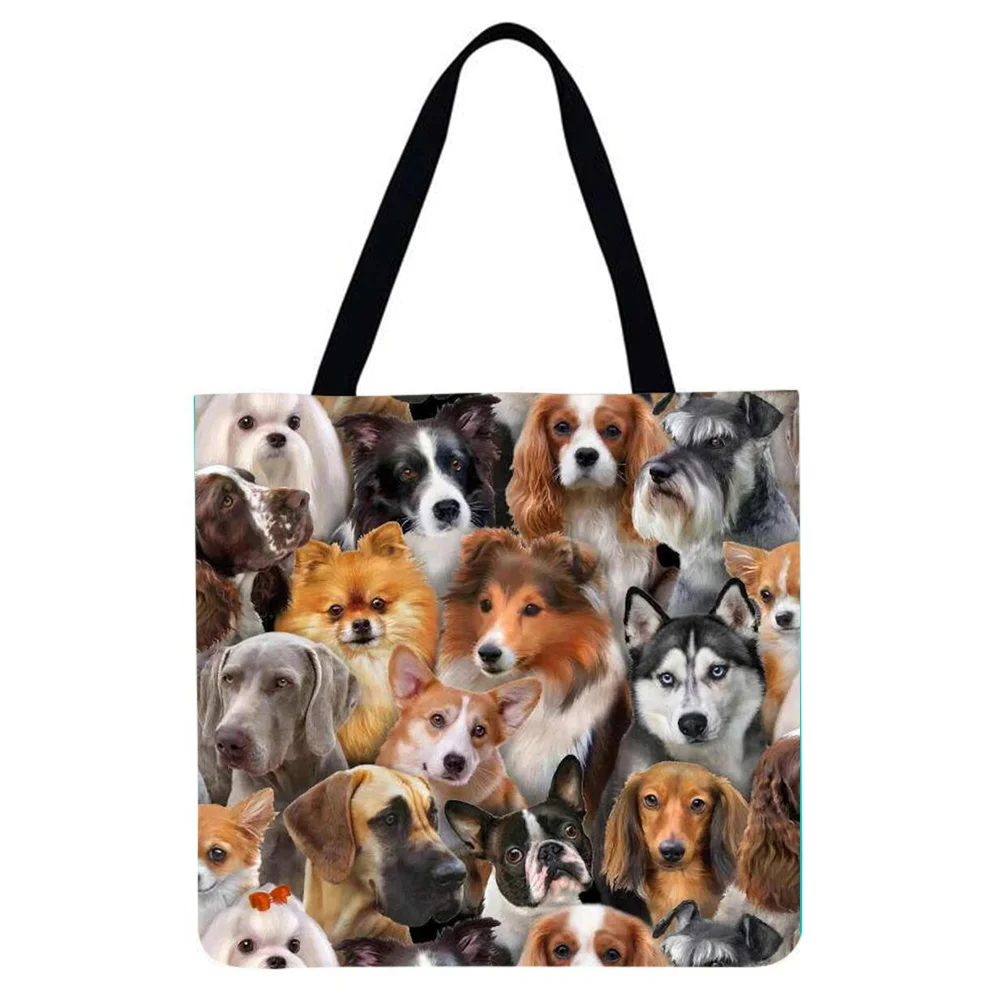 Linen Tote Bag-Dogs