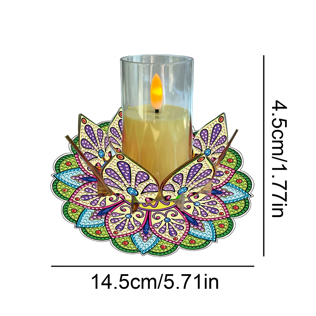 Mandala Lotus-M Acrylic DIY Diamond Painting Candle Holders Without Candles Crystal Painting Tealight Candle Stand Table Centerpiece for Adults Beginners Home Party Decor