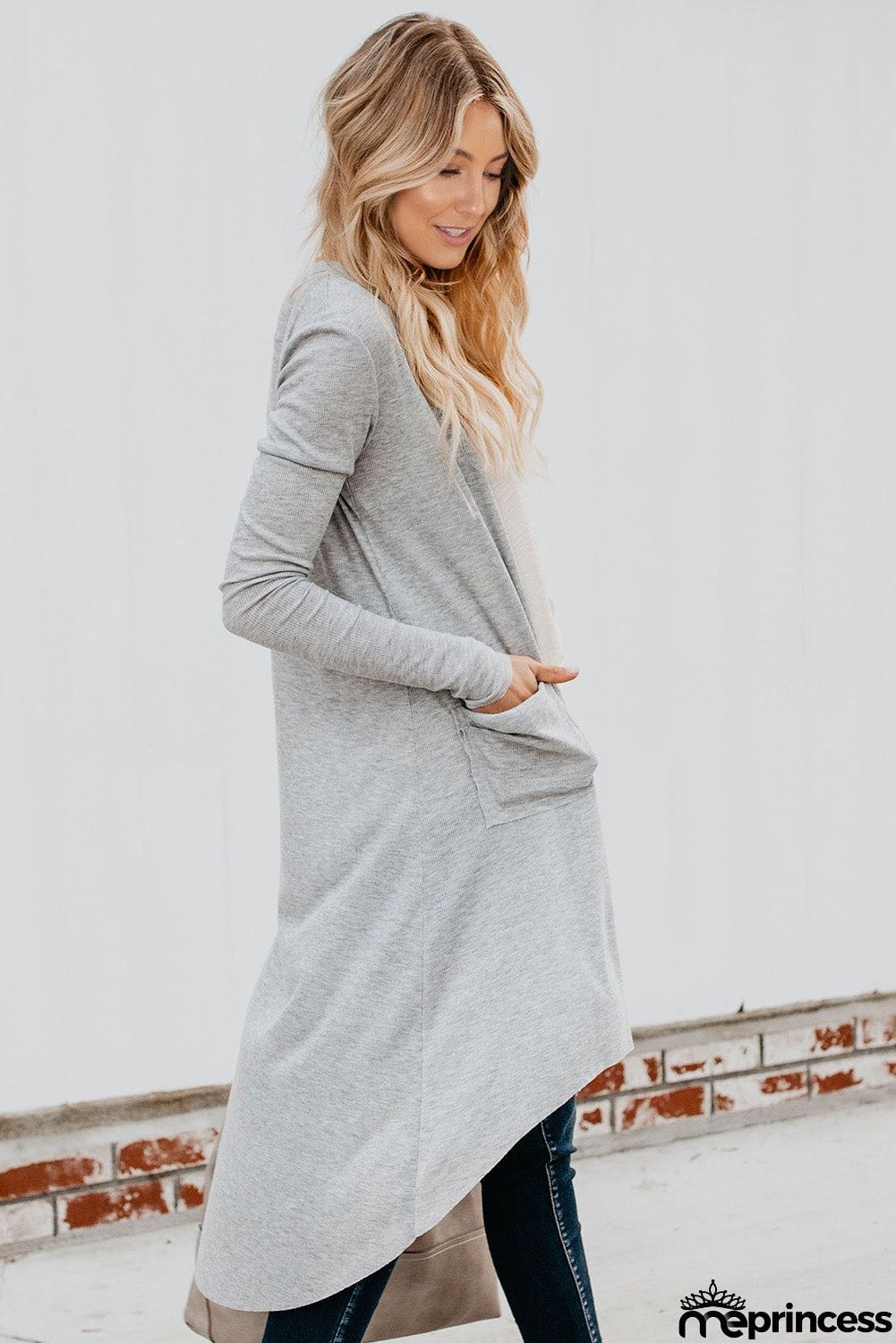 Selected Button Pocketed High Low Cardigan