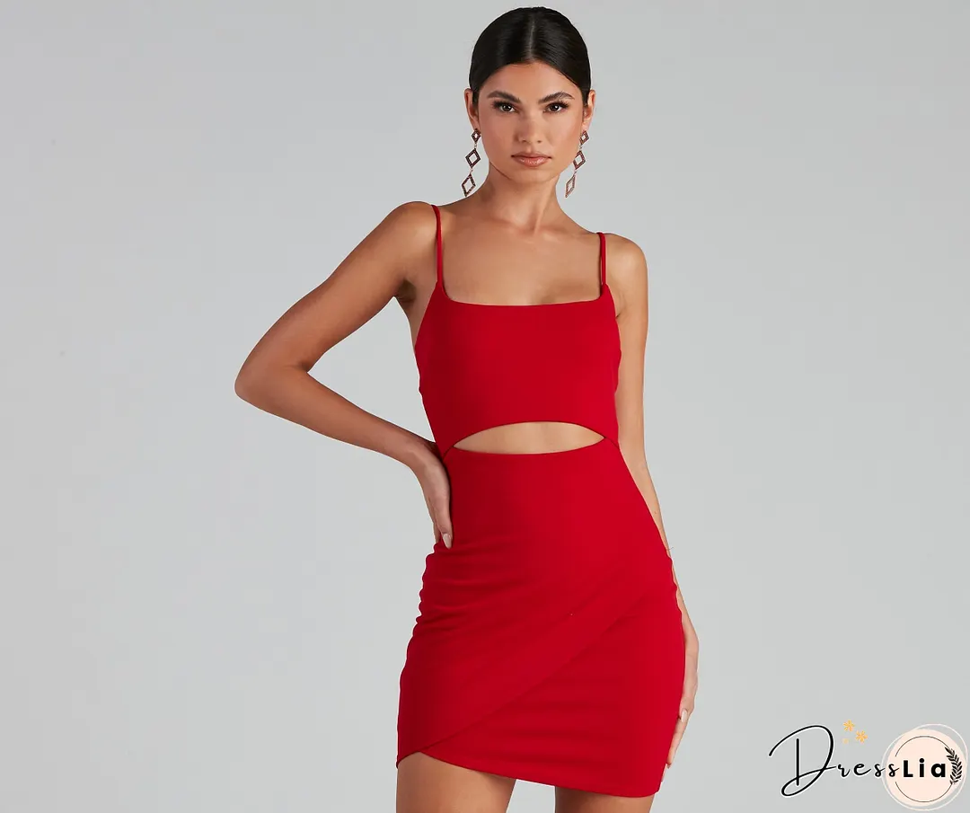 In The Club Charming Square Neck Cutout Dress