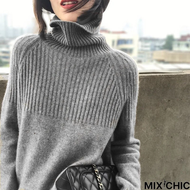 Autumn and winter long-sleeved high-neck cashmere sweater