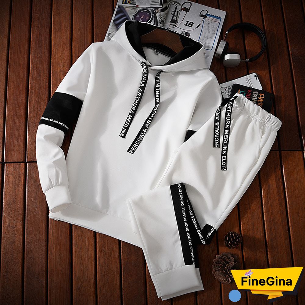 High Quality New Men's Fashion Jogging Hooded Sweatshirt Suit Pullover Sweatpants Sports Track Suit Plus Size