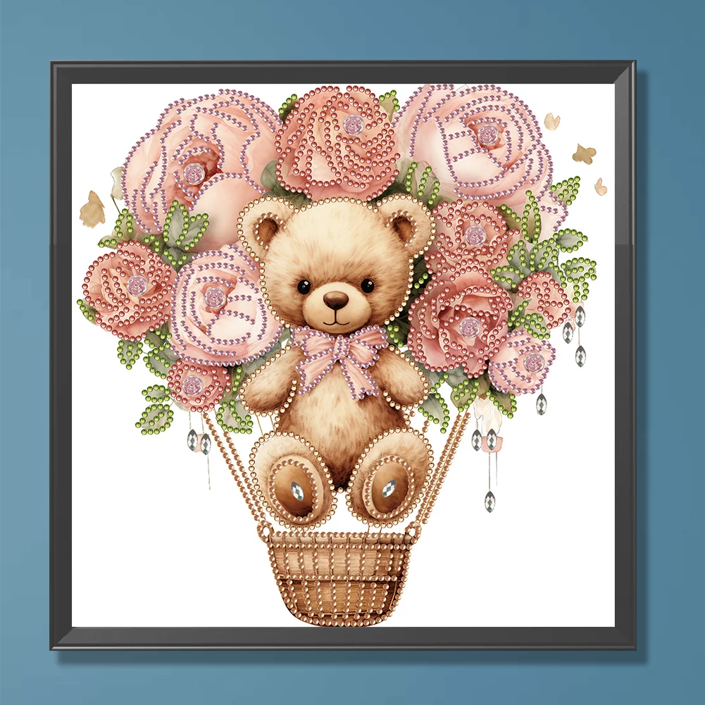 Diamond Painting - Partial Special Shaped Drill - Flower Balloon Bear(Canvas|30*30cm)