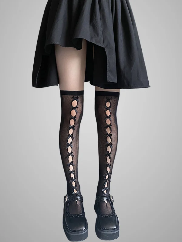 Sexy Cutout Bowknot Mesh Lace Tights