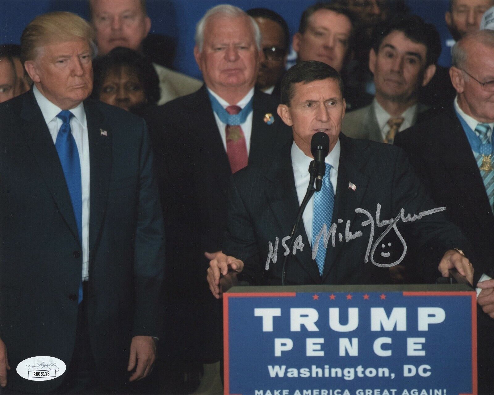 LTG MICHAEL FLYNN SIGNED 8x10 Photo Poster painting AUTOGRAPH US NSA SECURITY ADVISOR JSA COA