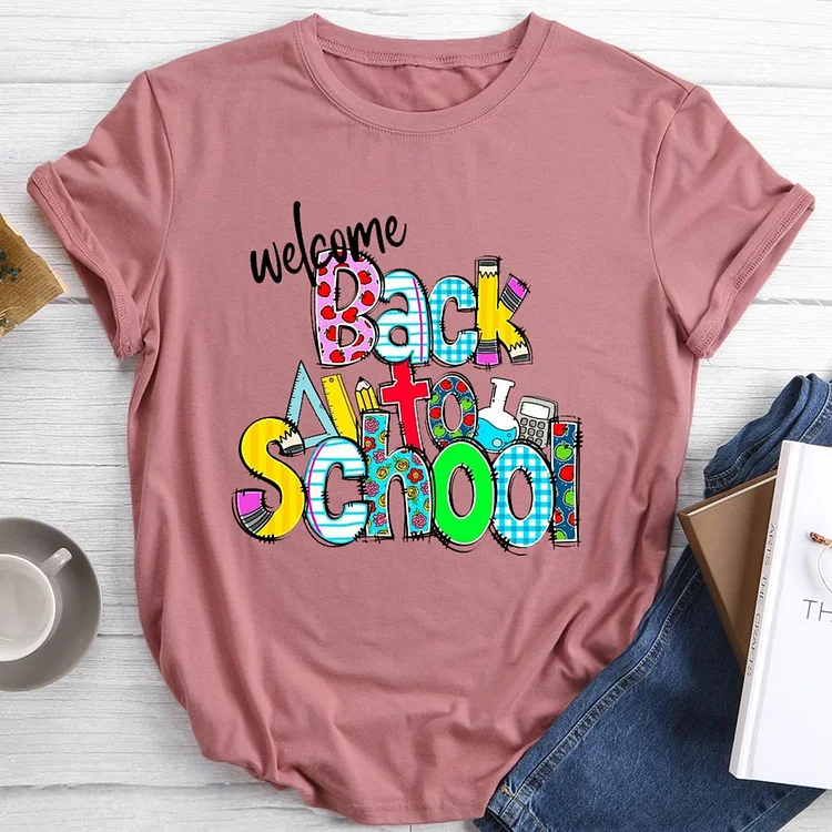 Welcome Back To School Round Neck T-shirt