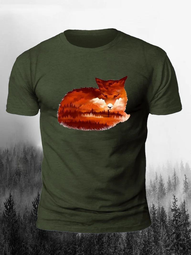 Fox Forest Print Short Sleeve Men's T-Shirt in  mildstyles