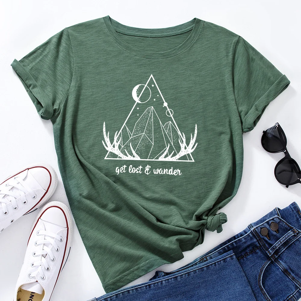 Graphic TeesFor Women Cotton Short Sleeve Tee Woman T-Shirts Female Shirt Tops Summer Casual Clothes Adventure Travel Camping