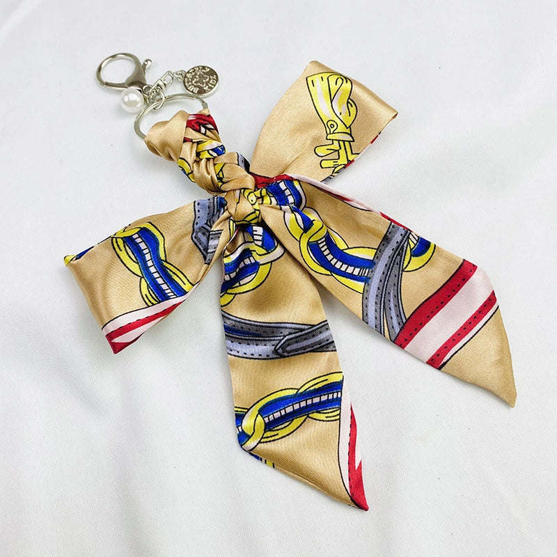 Sweet Minimalist Bow Knot Cloth Metal Unisex Bag Pendant Keychain