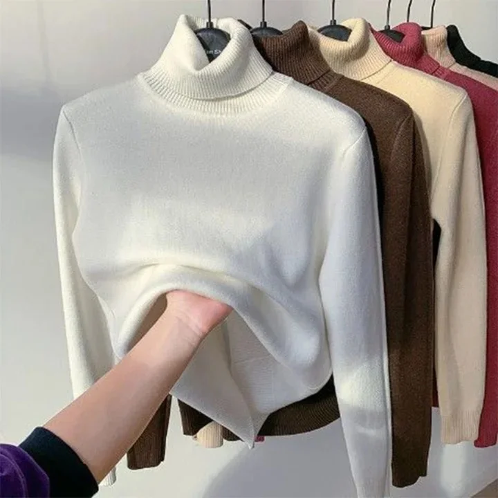 New Women's Fleece Thickened Turtleneck Sweater