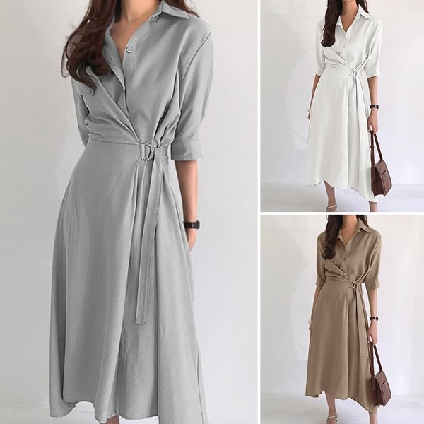 ZANZEA Women Summer Short Sleeved Casual Evening Formal Midi Dresses Office Business Long Dress - Shop Trendy Women's Clothing | LoverChic