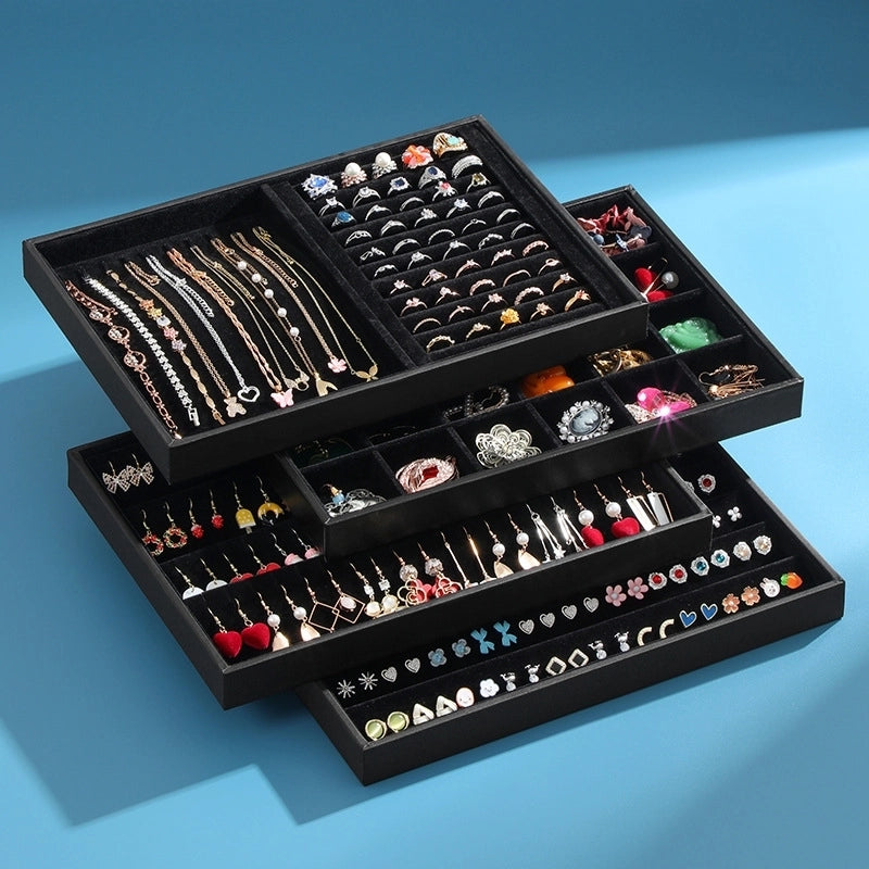 Elegant Solid Color Flannel Patchwork Jewelry Boxes