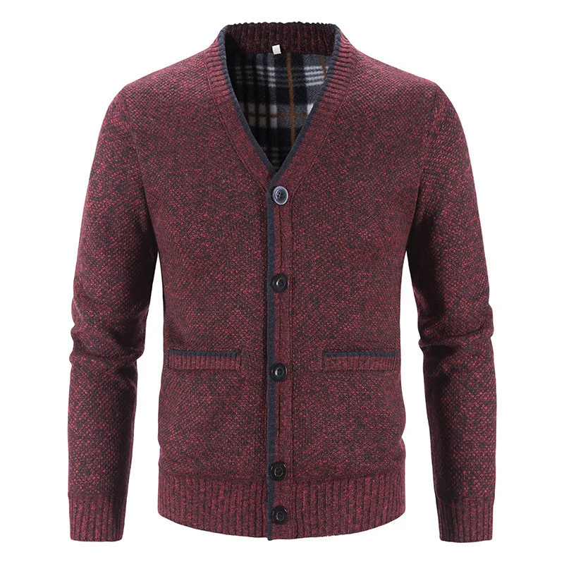 Men's Knit Cardigan V-Neck Plus Size Jacket