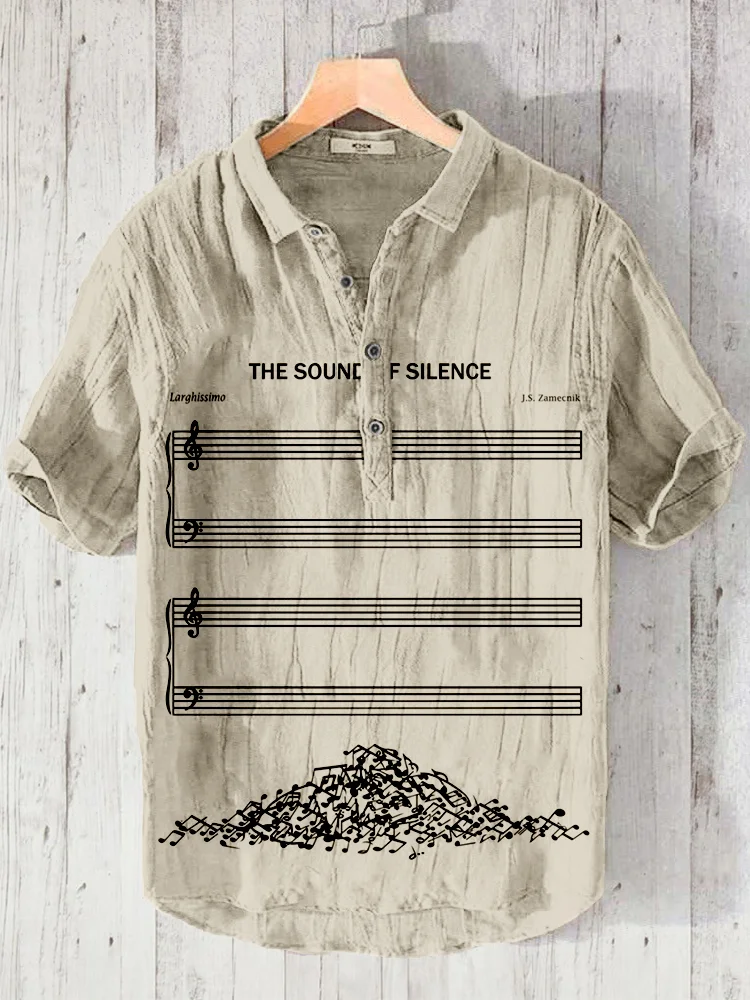 Comstylish The Sound Of Silence Funny Sheet Music Linen Blend Shirt