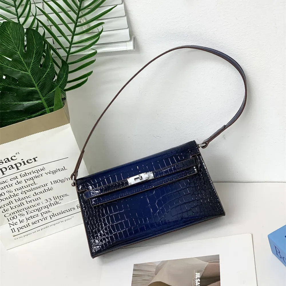 Armpit bag fashionable crocodile pattern KellyBags shoulder handbag women's shoulder bag-vocosishoes