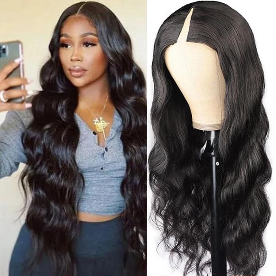 Coleen V Part Wig Human Hair Body Wave Wig U Part No Glue Human Hair Wigs Blend with Your Own Hairline Suit Your Natural Hair US Mall Lifes