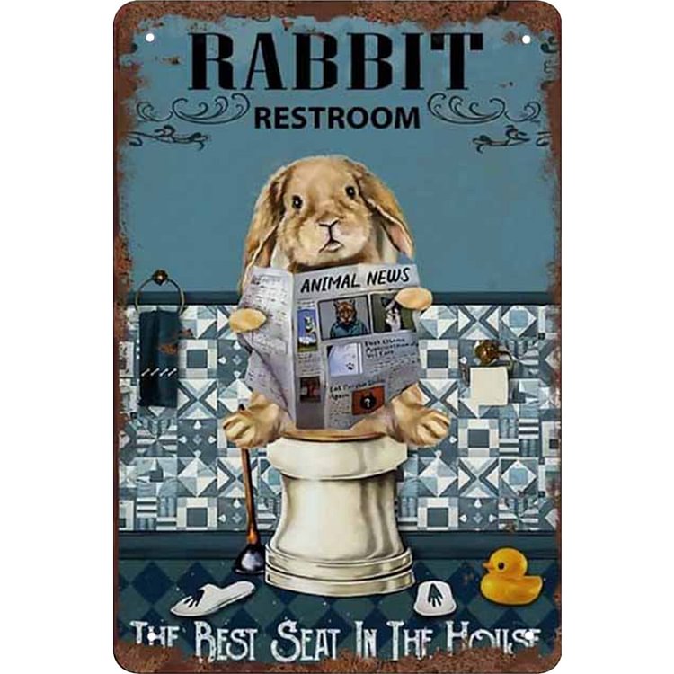 Rabbit Restroom - Vintage Tin Signs/Wooden Signs - 7.9x11.8in & 11.8x15.7in