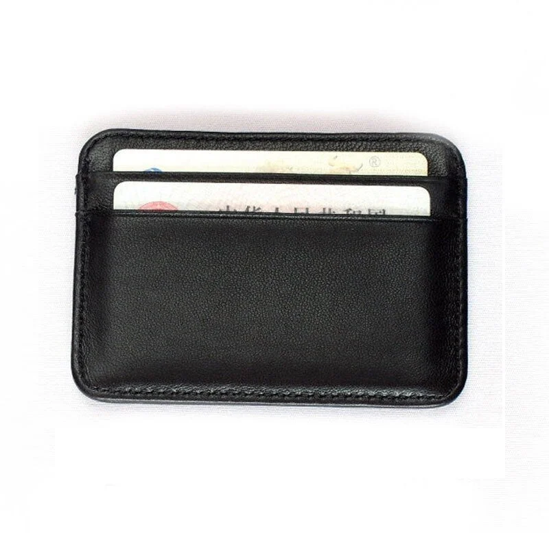 New 100% Sheepskin Genuine Leather Credit Card Case Mini ID Card Holder Small Purse For Man Slim Men's Wallet Cardholder