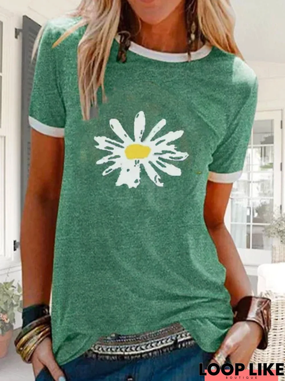 Green Short Sleeve Crew Neck T-shirt