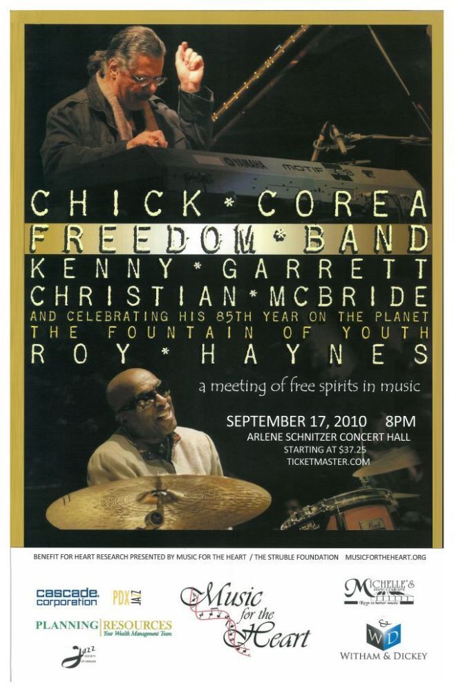 CHICK COREA 2010 Gig POSTER Portland Oregon Concert